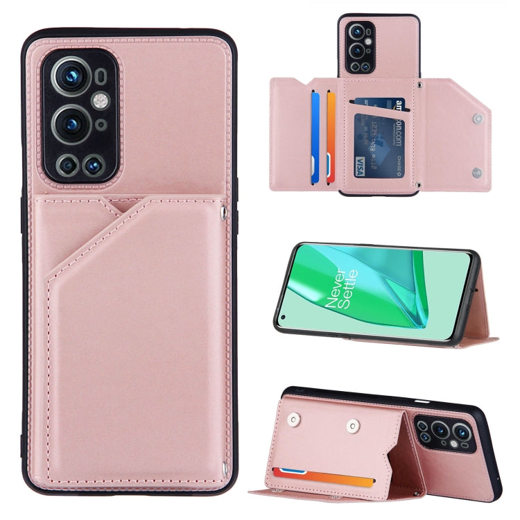 Skin Feel PU + TPU + PC Back Cover Shockproof Case with Card Slots & Holder & Photo Frame, For OnePlus 9 Pro, For Samsung Galaxy A42 5G