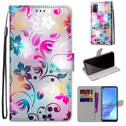 Coloured Drawing Cross Texture Horizontal Flip PU Leather Case with Holder & Card Slots & Wallet & Lanyard, For OPPO A53 4G(2020) / A53s / A32 / A33 (2020), For OPPO F17 Pro / A93 4G / Reno4 Lite / Reno4 F