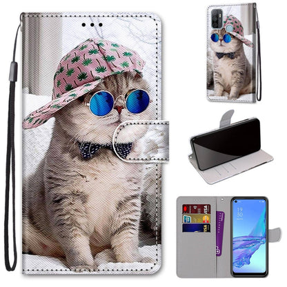 Coloured Drawing Cross Texture Horizontal Flip PU Leather Case with Holder & Card Slots & Wallet & Lanyard, For OPPO A53 4G(2020) / A53s / A32 / A33 (2020), For OPPO F17 Pro / A93 4G / Reno4 Lite / Reno4 F