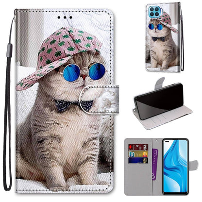 Coloured Drawing Cross Texture Horizontal Flip PU Leather Case with Holder & Card Slots & Wallet & Lanyard, For OPPO A53 4G(2020) / A53s / A32 / A33 (2020), For OPPO F17 Pro / A93 4G / Reno4 Lite / Reno4 F