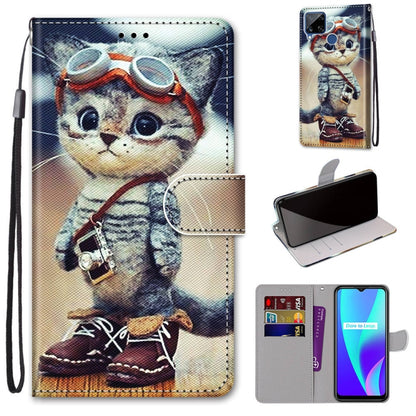 Coloured Drawing Cross Texture Horizontal Flip PU Leather Case with Holder & Card Slots & Wallet & Lanyard, For OPPO Realme 5 / 5s / 5i / C3 / C3i / 6i / Narzo10 / 10A / 20A, For OPPO Realme C15 / C12 / C25 / 7i (Global) / Narzo 20 / 30A