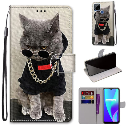 Coloured Drawing Cross Texture Horizontal Flip PU Leather Case with Holder & Card Slots & Wallet & Lanyard, For OPPO Realme 5 / 5s / 5i / C3 / C3i / 6i / Narzo10 / 10A / 20A, For OPPO Realme C15 / C12 / C25 / 7i (Global) / Narzo 20 / 30A