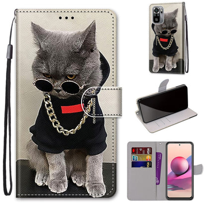 Coloured Drawing Cross Texture Horizontal Flip PU Leather Case with Holder & Card Slots & Wallet & Lanyard, For Xiaomi Redmi Note 10 4G / Note 10S, For Xiaomi Redmi Note 10 5G