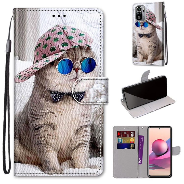 Coloured Drawing Cross Texture Horizontal Flip PU Leather Case with Holder & Card Slots & Wallet & Lanyard, For Xiaomi Redmi Note 10 4G / Note 10S, For Xiaomi Redmi Note 10 5G