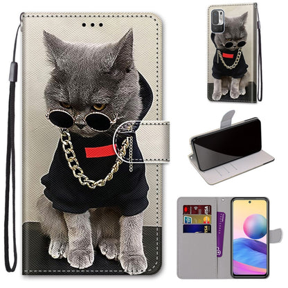 Coloured Drawing Cross Texture Horizontal Flip PU Leather Case with Holder & Card Slots & Wallet & Lanyard, For Xiaomi Redmi Note 10 4G / Note 10S, For Xiaomi Redmi Note 10 5G