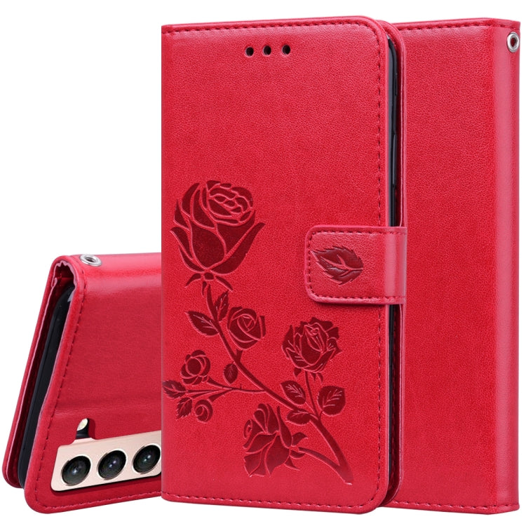 Rose Embossed Horizontal Flip PU Leather Case with Holder & Card Slots & Wallet, For Samsung Galaxy S21+ 5G