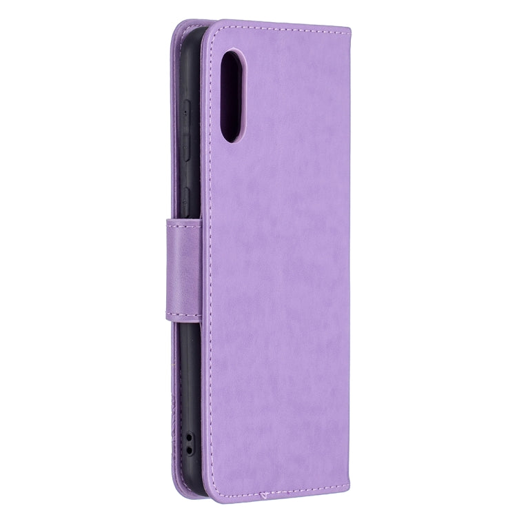 Embossing Two Butterflies Pattern Horizontal Flip PU Leather Case with Holder & Card Slot & Wallet & Lanyard, For Samsung Galaxy A02
