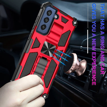 Shockproof TPU + PC Magnetic Protective Case with Holder, For Samsung Galaxy S21 FE