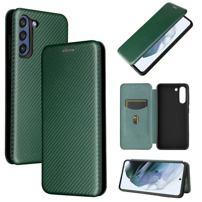 Carbon Fiber Texture Magnetic Horizontal Flip TPU + PC + PU Leather Case with Card Slot, For Motorola Moto G50, For Samsung Galaxy S21 FE