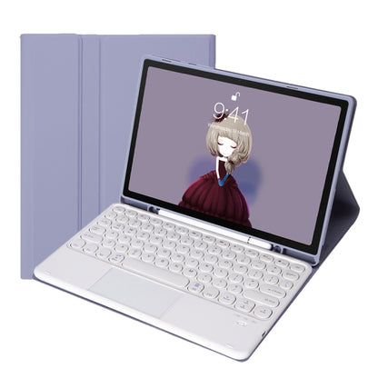 YT098B-A Detachable Candy Color Skin Feel Texture Round Keycap Bluetooth Keyboard Leather Case with Touch Control For iPad Air 11 2024 / 2025 / Air 4 10.9 2020 / Air 5 10.9 2022 (Purple), For iPad 9.7 inch 2018 & 2017 / Pro 9.7 inch / Air 2 / Air      ...