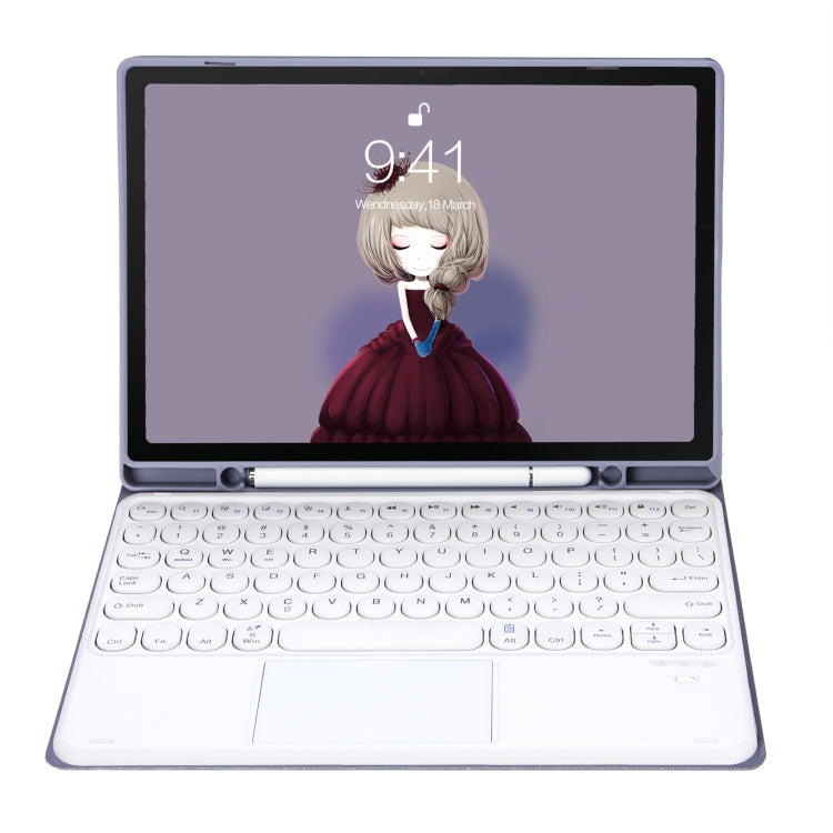 YT098B-A Detachable Candy Color Skin Feel Texture Round Keycap Bluetooth Keyboard Leather Case with Touch Control For iPad Air 11 2024 / 2025 / Air 4 10.9 2020 / Air 5 10.9 2022 (Purple), For iPad 9.7 inch 2018 & 2017 / Pro 9.7 inch / Air 2 / Air      ...