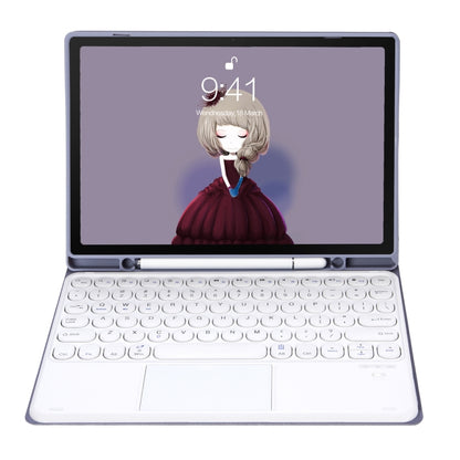 YT098B-A Detachable Candy Color Skin Feel Texture Round Keycap Bluetooth Keyboard Leather Case with Touch Control For iPad Air 11 2024 / 2025 / Air 4 10.9 2020 / Air 5 10.9 2022 (Purple), For iPad 9.7 inch 2018 & 2017 / Pro 9.7 inch / Air 2 / Air      ...