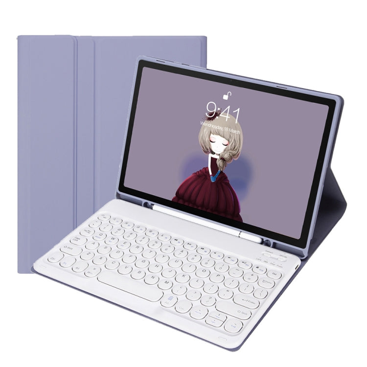 YT11B Detachable Candy Color Skin Feel Texture Round Keycap Bluetooth Keyboard Leather Case For iPad Air 4 2020 / Air 5 2022 / Pro 11 inch 2022 / 2021 / 2020 / 2018(White Ice), iPad 10.2 2020 & 2019 / Air 2019 / Pro 10.5 inch                           ...
