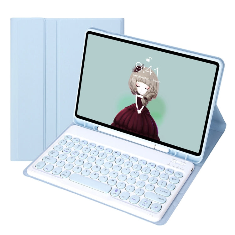 YT11B Detachable Candy Color Skin Feel Texture Round Keycap Bluetooth Keyboard Leather Case For iPad Air 4 2020 / Air 5 2022 / Pro 11 inch 2022 / 2021 / 2020 / 2018(White Ice), iPad 10.2 2020 & 2019 / Air 2019 / Pro 10.5 inch                           ...