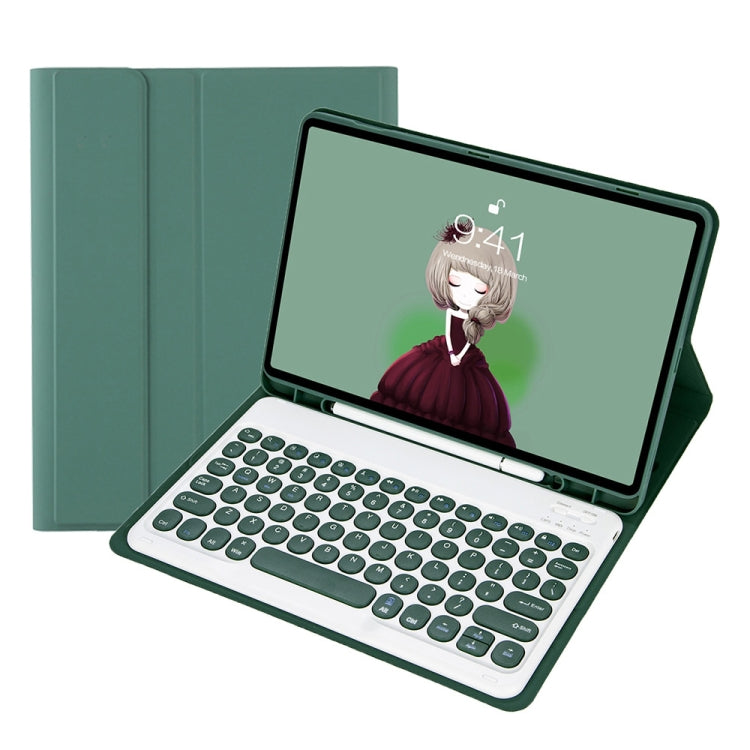 YT11B Detachable Candy Color Skin Feel Texture Round Keycap Bluetooth Keyboard Leather Case For iPad Air 4 2020 / Air 5 2022 / Pro 11 inch 2022 / 2021 / 2020 / 2018(White Ice), iPad 10.2 2020 & 2019 / Air 2019 / Pro 10.5 inch                           ...