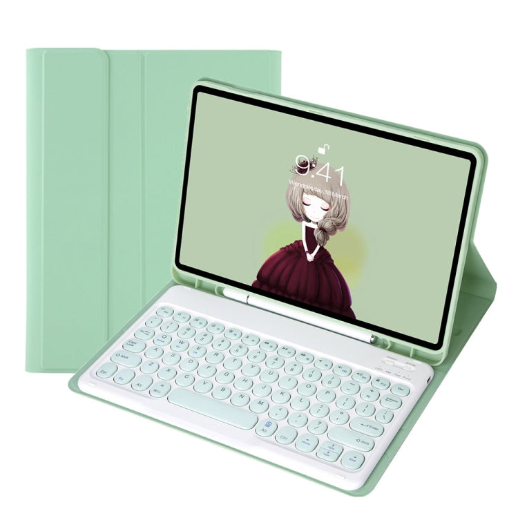 YT11B Detachable Candy Color Skin Feel Texture Round Keycap Bluetooth Keyboard Leather Case For iPad Air 4 2020 / Air 5 2022 / Pro 11 inch 2022 / 2021 / 2020 / 2018(White Ice), iPad 10.2 2020 & 2019 / Air 2019 / Pro 10.5 inch                           ...