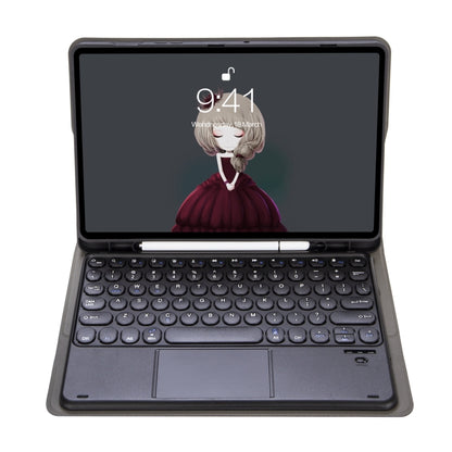 YA098B-A Detachable Lambskin Texture Round Keycap Bluetooth Keyboard Leather Case with Touch Control & Pen Slot & Stand, For iPad Air 5 / 4 10.9 inch 2020 / Pro 11 inch 2020 / 2018, For iPad 10.2 (2020) & (2019) / Air 3 10.5 inch / Pro 10.5 inch       ...