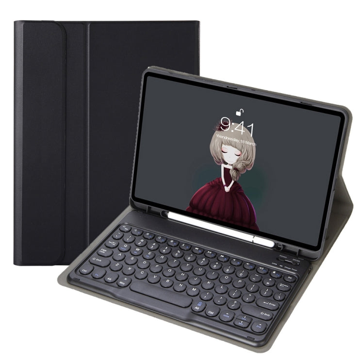 YA098B Detachable Lambskin Texture Round Keycap Bluetooth Keyboard Leather Case with Pen Slot & Stand, For iPad Air 5 / 4 10.9 inch 2020 / Pro 11 inch 2020 / 2018, For iPad 10.2 (2020) & (2019) / Air 3 10.5 inch / Pro 10.5 inch                         ...