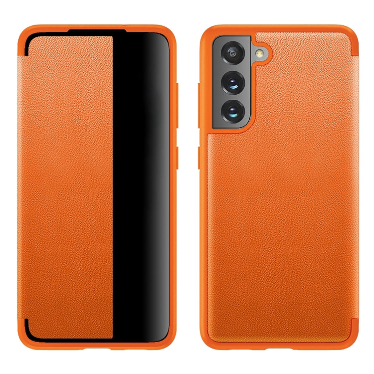 Shockproof Horizontal Flip Plain Leather Phone Case, For Samsung Galaxy S21 FE