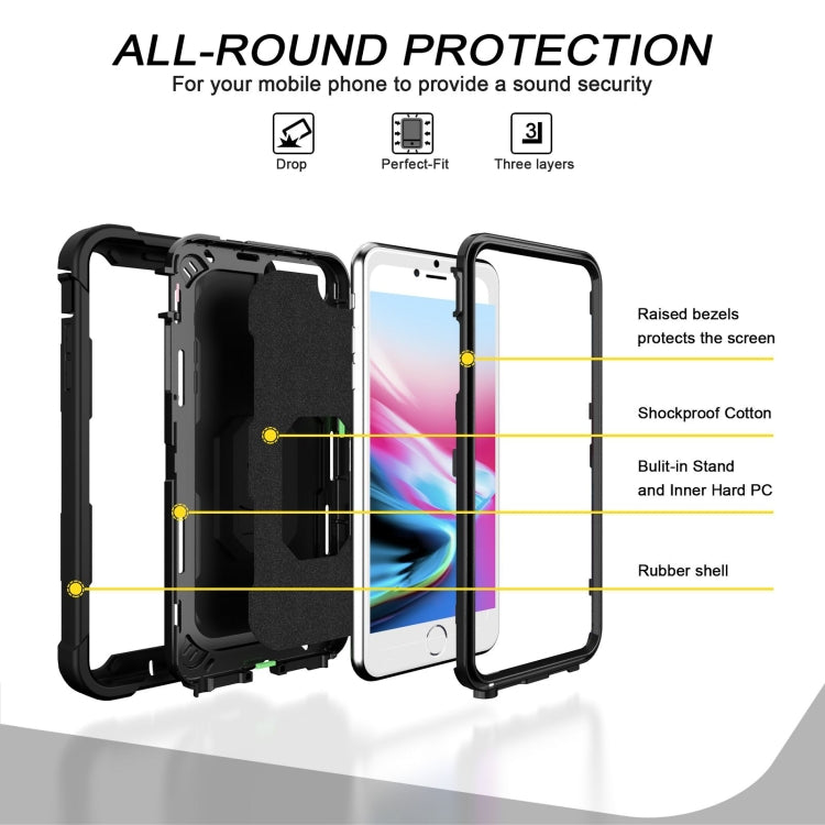 PC + Rubber 3-layers Shockproof Protective Case with Rotating Holder, For iPhone 8 Plus / 7 Plus, For iPhone 11, For iPhone 11 Pro, For iPhone 11 Pro Max