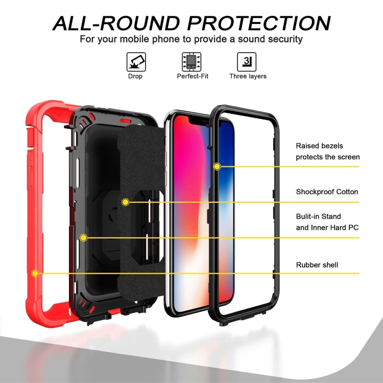 PC + Rubber 3-layers Shockproof Protective Case with Rotating Holder, For iPhone XS / X, For iPhone XR, For iPhone XS Max