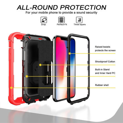 PC + Rubber 3-layers Shockproof Protective Case with Rotating Holder, For iPhone XS / X, For iPhone XR, For iPhone XS Max