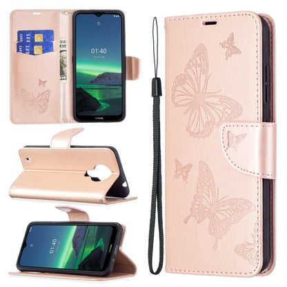 Embossing Two Butterflies Pattern Horizontal Flip PU Leather Case with Holder & Card Slot & Wallet & Lanyard, For Nokia G20, For Nokia 1.4, For Samsung Galaxy S21 FE