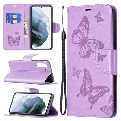 Embossing Two Butterflies Pattern Horizontal Flip PU Leather Case with Holder & Card Slot & Wallet & Lanyard, For Nokia G20, For Nokia 1.4, For Samsung Galaxy S21 FE
