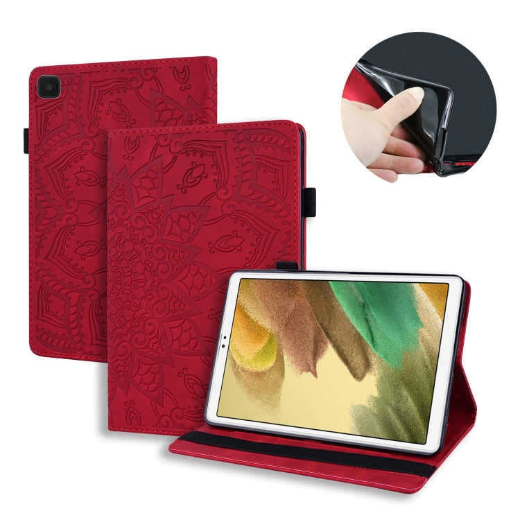 Calf Pattern Double Folding Design Embossed Leather Case with Holder & Card Slots & Pen Slot & Elastic Band, For Samsung Galaxy Tab A7 Lite 8.7 (2021) T220 / T225, For Amazon Fire HD 10 / 10 Plus (2021)
