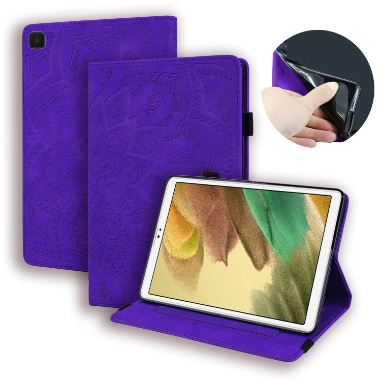 Calf Pattern Double Folding Design Embossed Leather Case with Holder & Card Slots & Pen Slot & Elastic Band, For Samsung Galaxy Tab A7 Lite 8.7 (2021) T220 / T225, For Amazon Fire HD 10 / 10 Plus (2021)
