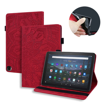 Calf Pattern Double Folding Design Embossed Leather Case with Holder & Card Slots & Pen Slot & Elastic Band, For Samsung Galaxy Tab A7 Lite 8.7 (2021) T220 / T225, For Amazon Fire HD 10 / 10 Plus (2021)