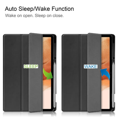Pure Color Horizontal Flip TPU + PU Leather Case with Three-folding Holder & Sleep / Wake-up Function & Pen Slot, For Samsung Galaxy Tab S7 Lite T730 / T735 / Tab S7 FE T736