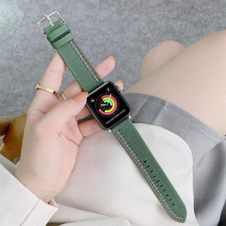 Three Lines Canvas Replacement Strap Watchband, For Apple Watch Series 7  41mm / & 6 & SE & 5 & 4 40mm, For Apple Watch Series  7  45mm / & 6 & SE & 5 & 4 44mm