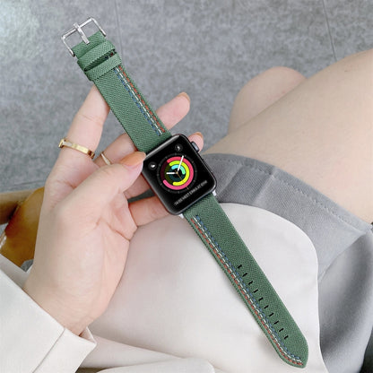 Three Lines Canvas Replacement Strap Watchband, For Apple Watch Series 7  41mm / & 6 & SE & 5 & 4 40mm, For Apple Watch Series  7  45mm / & 6 & SE & 5 & 4 44mm