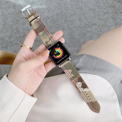 Three Lines Canvas Replacement Strap Watchband, For Apple Watch Series 7  41mm / & 6 & SE & 5 & 4 40mm, For Apple Watch Series  7  45mm / & 6 & SE & 5 & 4 44mm