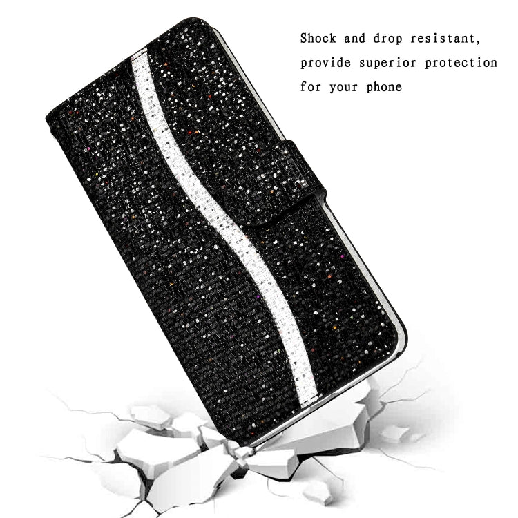 Glitter Powder Horizontal Flip Leather Case with Card Slots & Holder & Lanyard, For Samsung Galaxy A22 4G, For Samsung Galaxy A22 5G