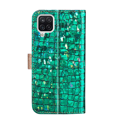 Laser Glitter Powder Matching Crocodile Texture Horizontal Flip Leather Case with Card Slots & Holder & Wallet, For Samsung Galaxy A22 4G, For Samsung Galaxy A22 5G