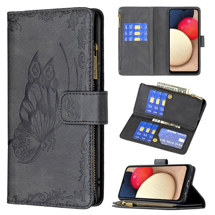 Flying Butterfly Embossing Pattern Zipper Horizontal Flip Leather Case with Holder & Card Slots & Wallet, For Samsung Galaxy A02s, For Samsung Galaxy A02, For Samsung Galaxy A11, For Samsung Galaxy A12, For Samsung Galaxy A21s, For Samsung Galaxy A21  ...