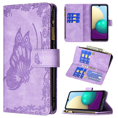 Flying Butterfly Embossing Pattern Zipper Horizontal Flip Leather Case with Holder & Card Slots & Wallet, For Samsung Galaxy A02s, For Samsung Galaxy A02, For Samsung Galaxy A11, For Samsung Galaxy A12, For Samsung Galaxy A21s, For Samsung Galaxy A21  ...