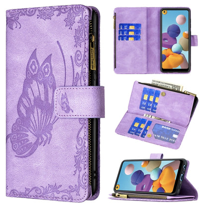 Flying Butterfly Embossing Pattern Zipper Horizontal Flip Leather Case with Holder & Card Slots & Wallet, For Samsung Galaxy A02s, For Samsung Galaxy A02, For Samsung Galaxy A11, For Samsung Galaxy A12, For Samsung Galaxy A21s, For Samsung Galaxy A21  ...