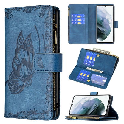 Flying Butterfly Embossing Pattern Zipper Horizontal Flip Leather Case with Holder & Card Slots & Wallet, For Samsung Galaxy S21 Ultra 5G, For Samsung Galaxy S21 FE