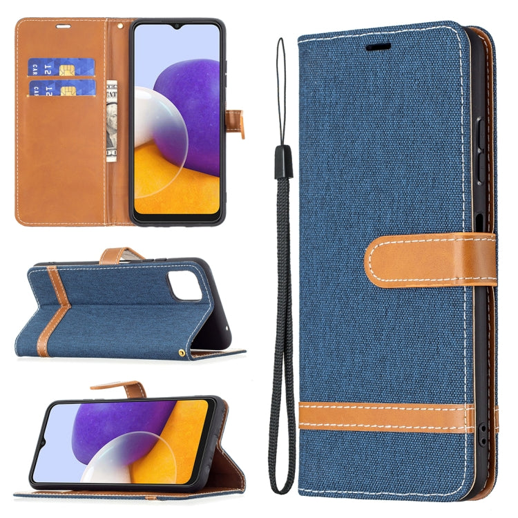 Color Matching Denim Texture Horizontal Flip Leather Case with Holder & Card Slots & Wallet & Lanyard, For Samsung Galaxy A22 5G, For Samsung Galaxy A82 5G