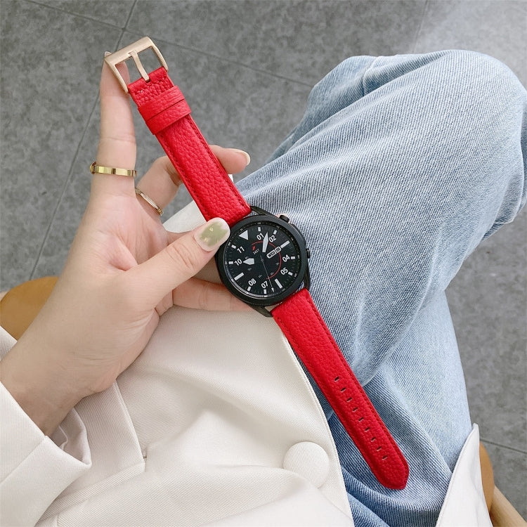 Sewing Litchi Texture Leather Replacement Strap Watchband, For Samsung Galaxy Watch 42mm, For Samsung Galaxy Watch 46mm, For Samsung Galaxy Watch 3 41mm, For Samsung Galaxy Watch 3 45mm, For Samsung Galaxy Watch Active2 40mm