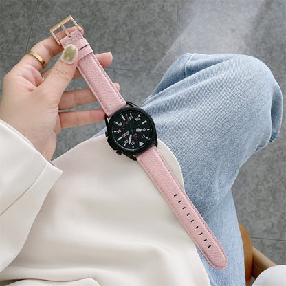 Sewing Litchi Texture Leather Replacement Strap Watchband, For Samsung Galaxy Watch 42mm, For Samsung Galaxy Watch 46mm, For Samsung Galaxy Watch 3 41mm, For Samsung Galaxy Watch 3 45mm, For Samsung Galaxy Watch Active2 40mm