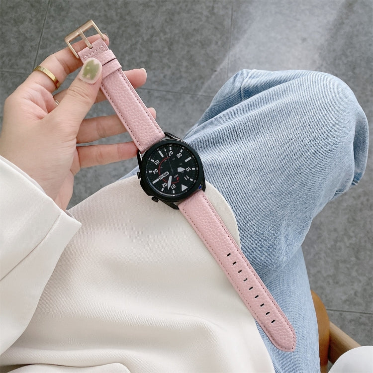 Sewing Litchi Texture Leather Replacement Strap Watchband, For Samsung Galaxy Watch 42mm, For Samsung Galaxy Watch 46mm, For Samsung Galaxy Watch 3 41mm, For Samsung Galaxy Watch 3 45mm, For Samsung Galaxy Watch Active2 40mm