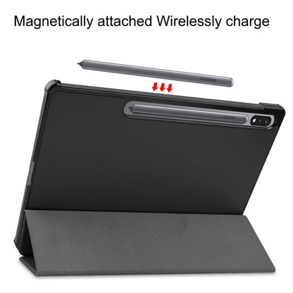 Custer Texture Horizontal Flip Leather Case with Three-folding Holder & Sleep / Wake-up Function, For Samsung Galaxy Tab S7 Lite T730 / T735