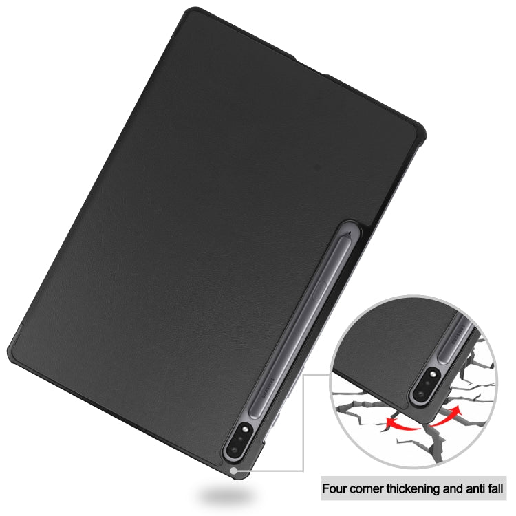 Custer Texture Horizontal Flip Leather Case with Three-folding Holder & Sleep / Wake-up Function, For Samsung Galaxy Tab S7 Lite T730 / T735