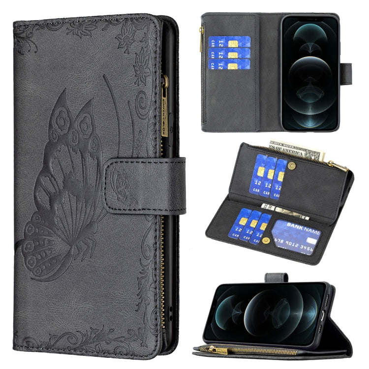Flying Butterfly Embossing Pattern Zipper Horizontal Flip Leather Case with Holder & Card Slots & Wallet, For iPhone 12, For iPhone 12 Pro, For iPhone 12 Pro Max, For Nokia 1.4, For Nokia 3.4