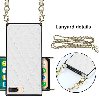 Elegant Rhombic Pattern Microfiber Leather +TPU Shockproof Case with Crossbody Strap Chain, For iPhone SE 2022 / SE 2020 / 8 / 7, For iPhone 8 Plus / 7 Plus, For iPhone X / XS, For iPhone XR, For iPhone XS Max, For iPhone 11, For iPhone 11 Pro         ...