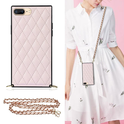 Elegant Rhombic Pattern Microfiber Leather +TPU Shockproof Case with Crossbody Strap Chain, For iPhone SE 2022 / SE 2020 / 8 / 7, For iPhone 8 Plus / 7 Plus, For iPhone X / XS, For iPhone XR, For iPhone XS Max, For iPhone 11, For iPhone 11 Pro         ...